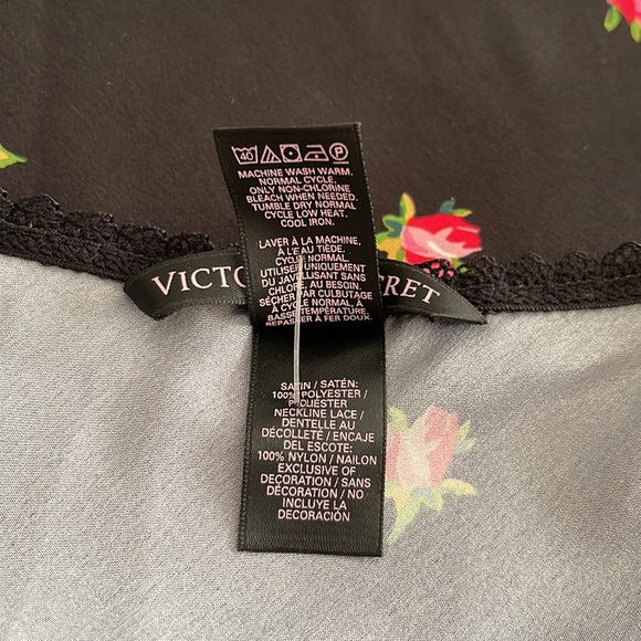 Victoria Secret silky black floral satin slip dress - Picture 6 of 7